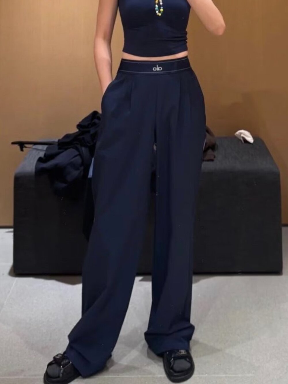 NWT ALO Yoga Suit Up Trouser Navy - Regular 30" Inseam🌼Home, Office, Workout💝
